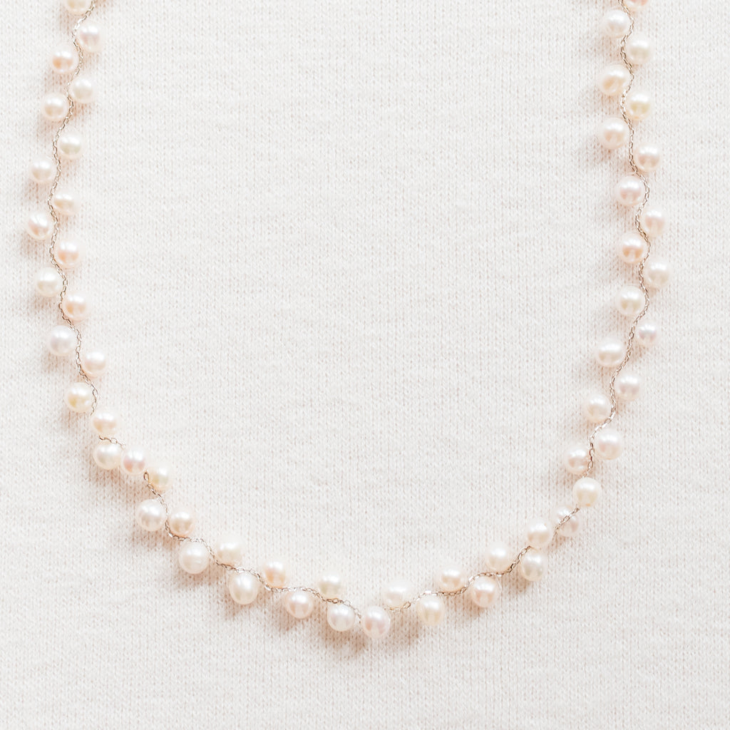 Jane Pearl Necklace crafted with lustrous freshwater pearls.