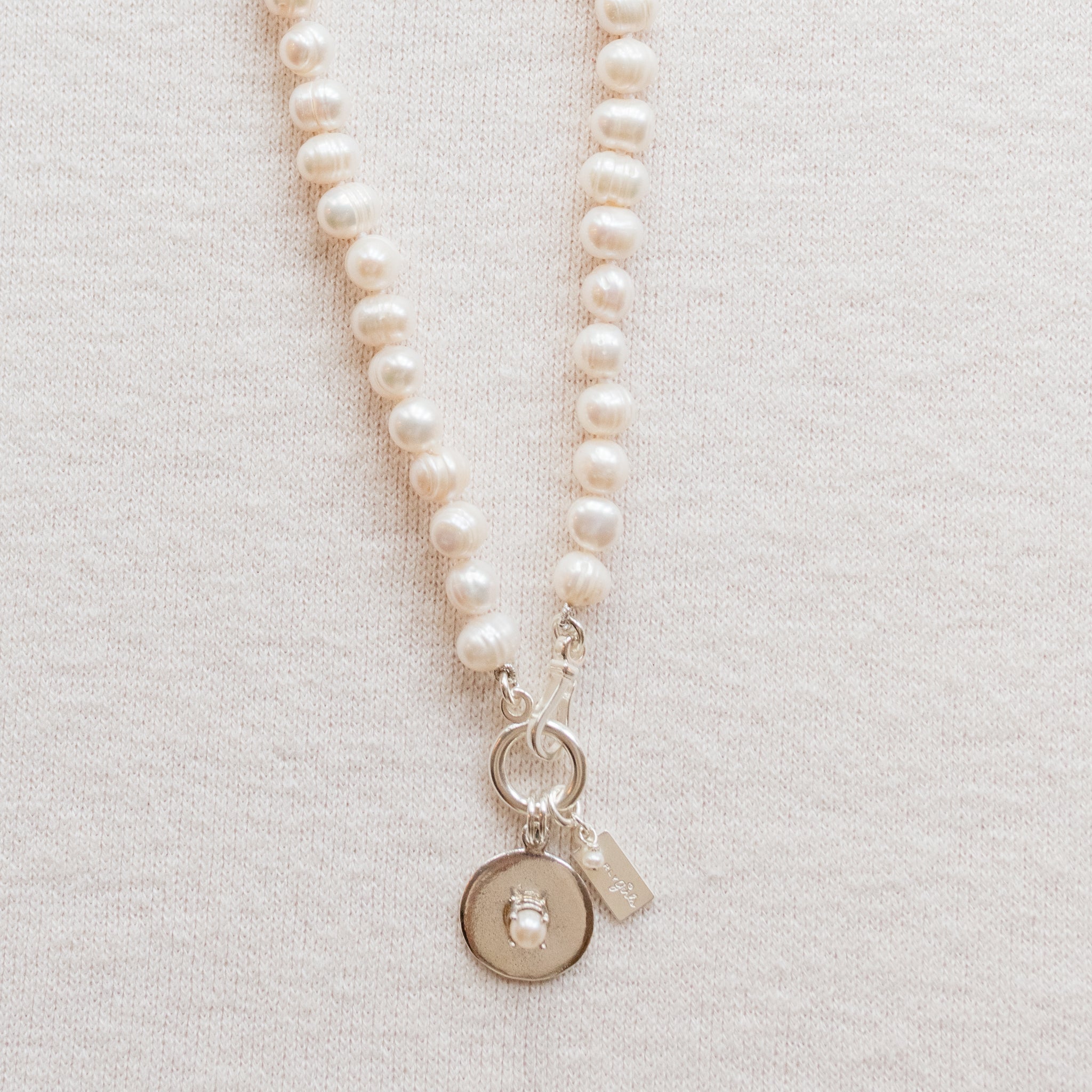 Hannah Pearl Necklace | Ring Pearls & Sterling Silver Accents | By Pea ...