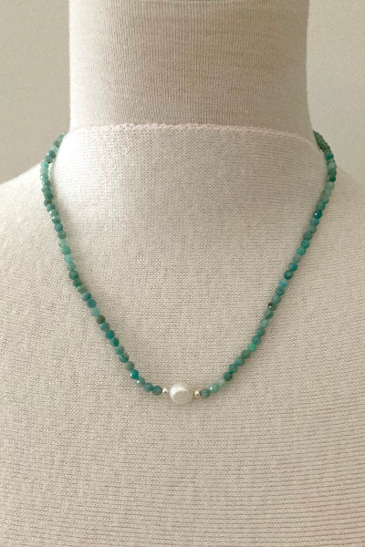 Amazonite and pearl necklace