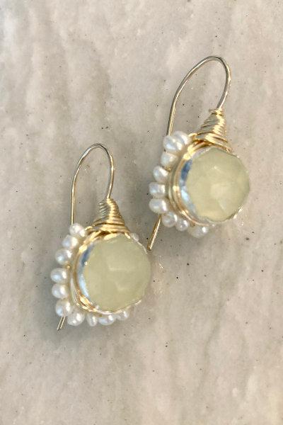 Jade and pearl earrings