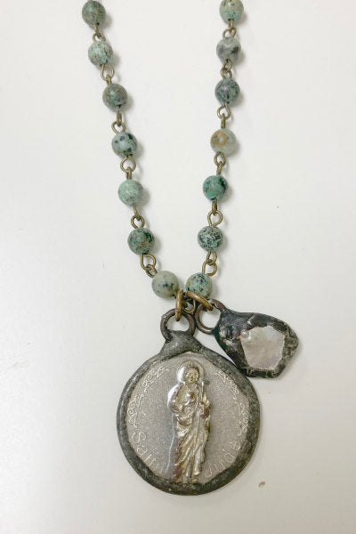 African Turquoise and St. Jude pendant
